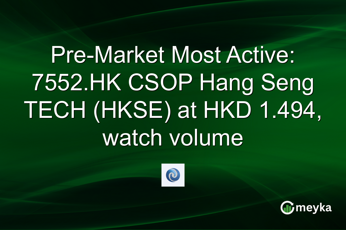 Pre-Market Most Active: 7552.HK CSOP Hang Seng TECH (HKSE) at HKD 1.494, watch volume