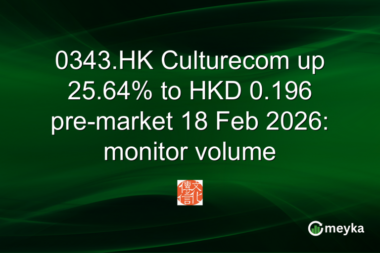 0343.HK Culturecom up 25.64% to HKD 0.196 pre-market 18 Feb 2026: monitor volume