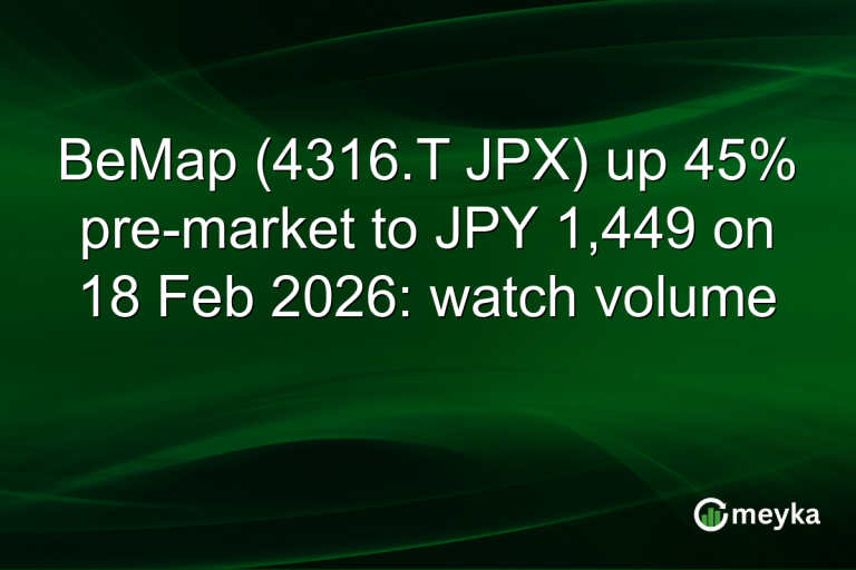 BeMap (4316.T JPX) up 45% pre-market to JPY 1,449 on 18 Feb 2026: watch volume