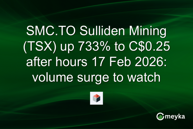 SMC.TO Sulliden Mining (TSX) up 733% to C$0.25 after hours 17 Feb 2026: volume surge to watch