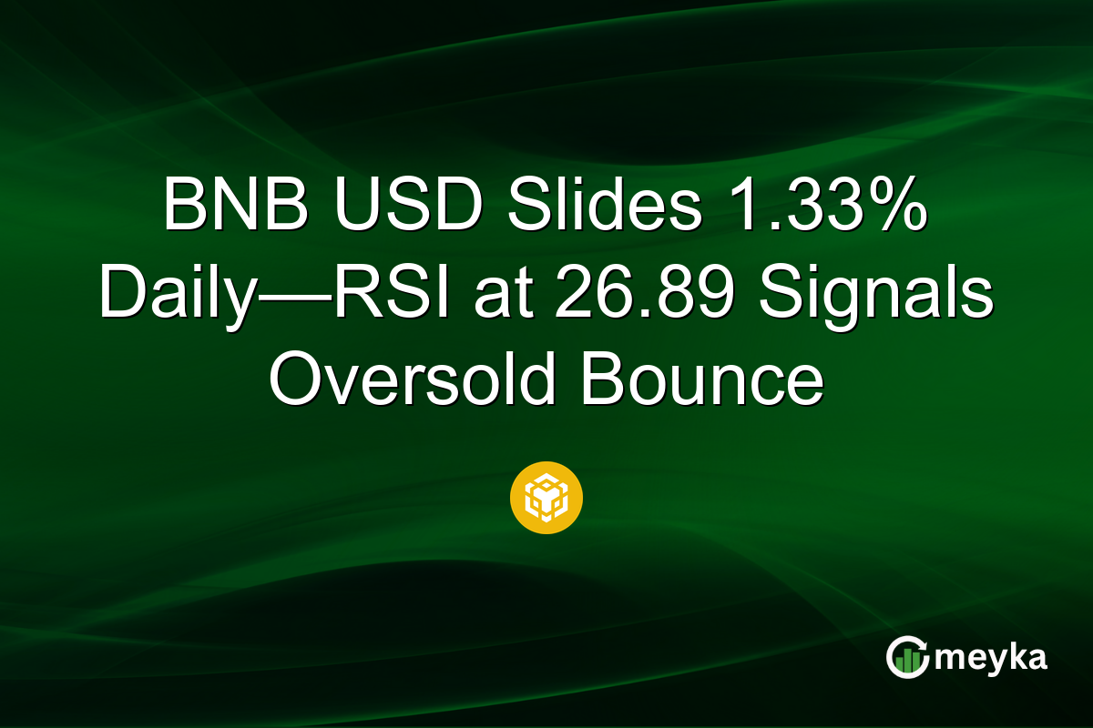 BNB USD Slides 1.33% Daily—RSI at 26.89 Signals Oversold Bounce