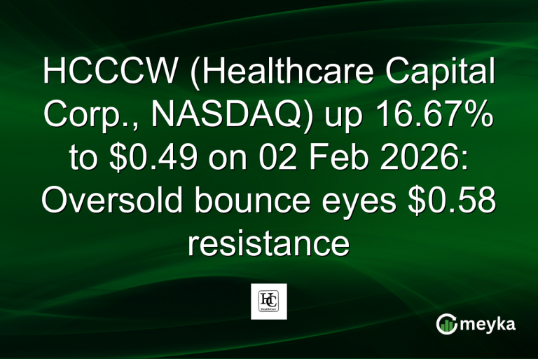 HCCCW (Healthcare Capital Corp., NASDAQ) up 16.67% to $0.49 on 02 Feb 2026: Oversold bounce eyes $0.58 resistance