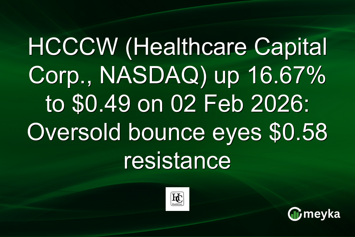 HCCCW (Healthcare Capital Corp., NASDAQ) up 16.67% to $0.49 on 02 Feb 2026: Oversold bounce eyes $0.58 resistance