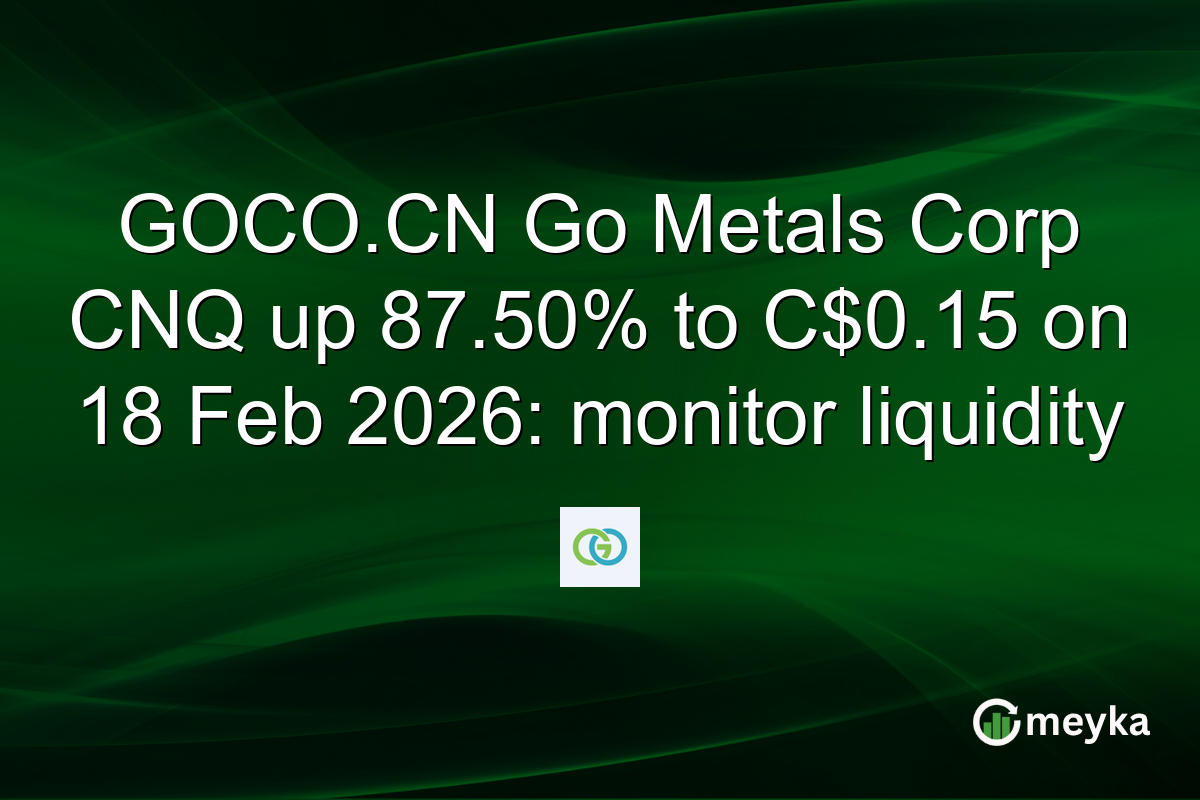 GOCO.CN Go Metals Corp CNQ up 87.50% to C$0.15 on 18 Feb 2026: monitor liquidity