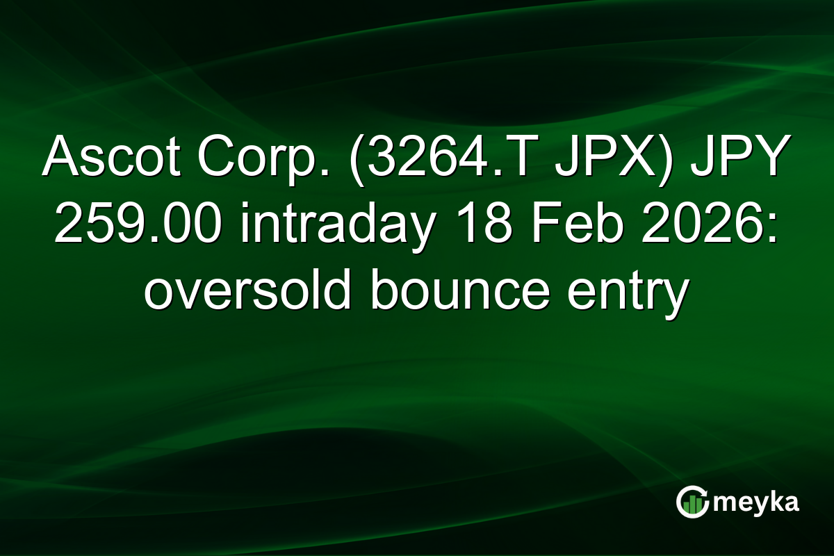 Ascot Corp. (3264.T JPX) JPY 259.00 intraday 18 Feb 2026: oversold bounce entry