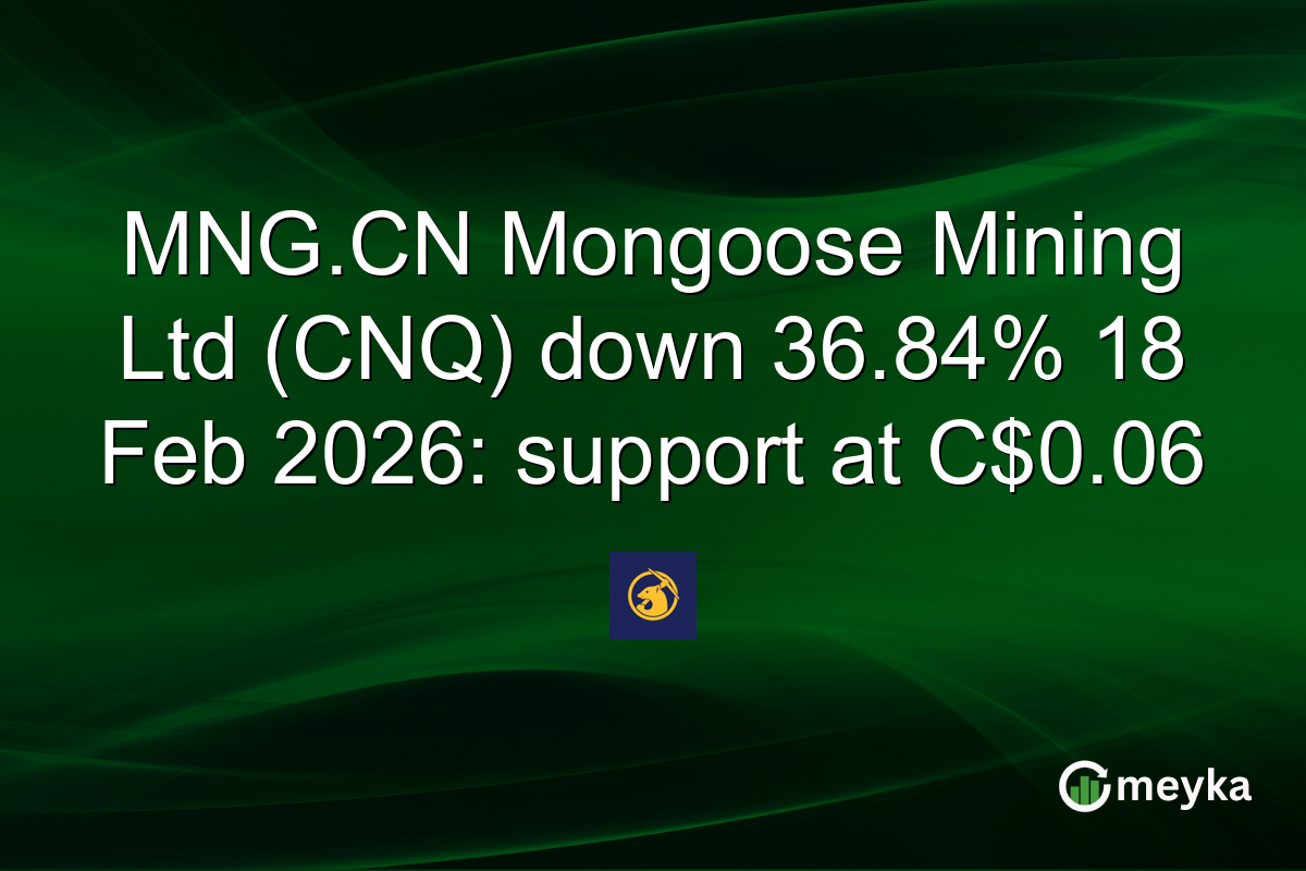 MNG.CN Mongoose Mining Ltd (CNQ) down 36.84% 18 Feb 2026: support at C$0.06