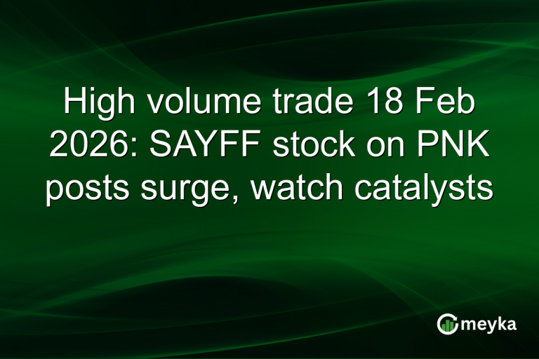 High volume trade 18 Feb 2026: SAYFF stock on PNK posts surge, watch catalysts