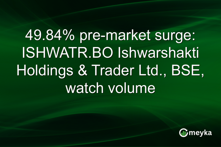 49.84% pre-market surge: ISHWATR.BO Ishwarshakti Holdings & Trader Ltd., BSE, watch volume