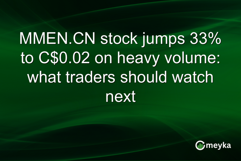 MMEN.CN stock jumps 33% to C$0.02 on heavy volume: what traders should watch next
