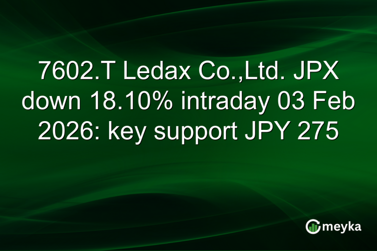 7602.T Ledax Co.,Ltd. JPX down 18.10% intraday 03 Feb 2026: key support JPY 275