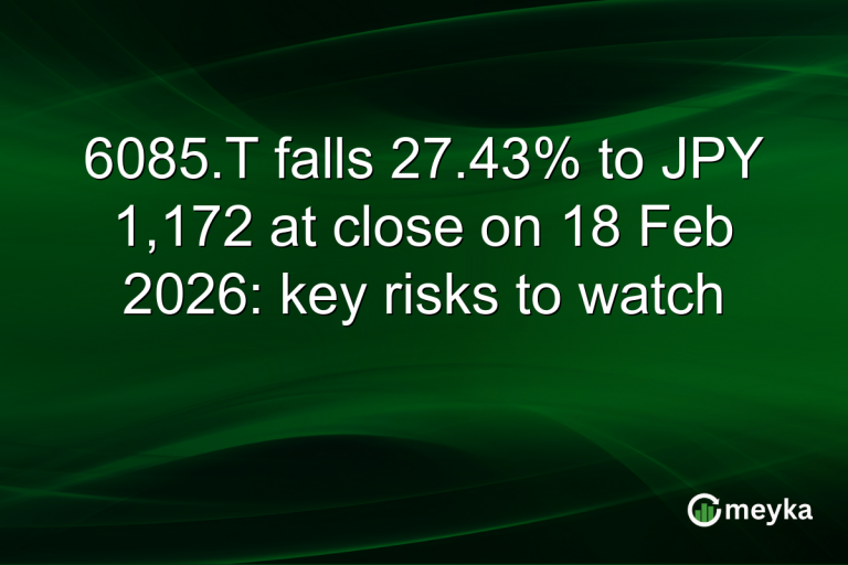 6085.T falls 27.43% to JPY 1,172 at close on 18 Feb 2026: key risks to watch