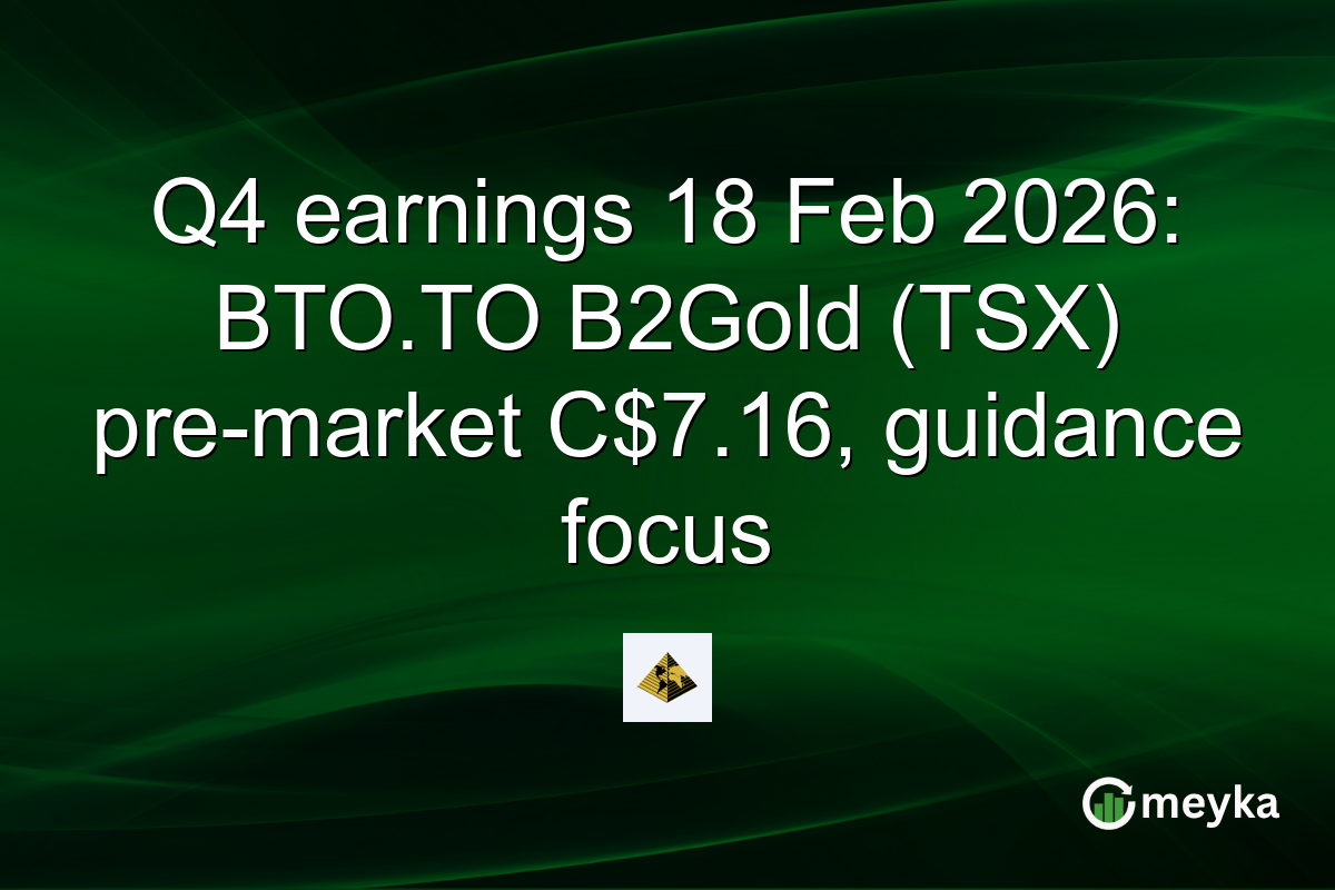 Q4 earnings 18 Feb 2026: BTO.TO B2Gold (TSX) pre-market C$7.16, guidance focus