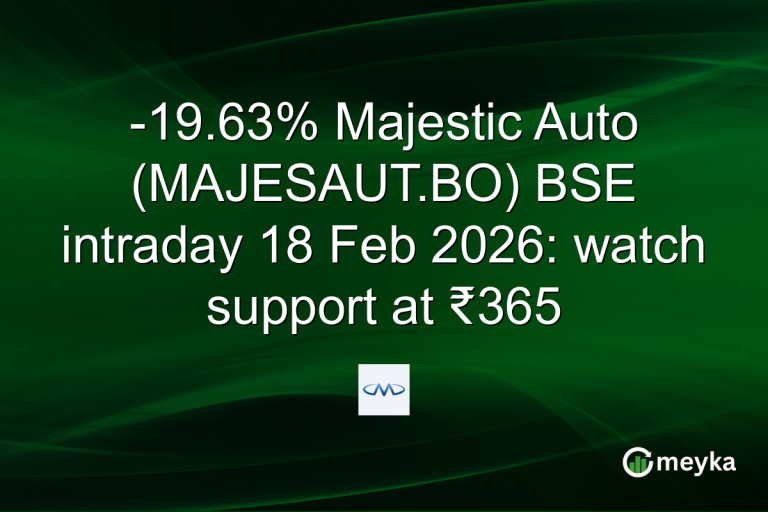 -19.63% Majestic Auto (MAJESAUT.BO) BSE intraday 18 Feb 2026: watch support at ₹365
