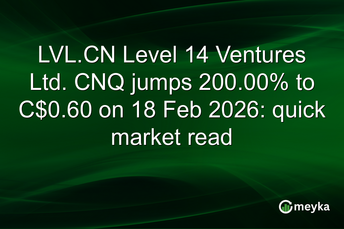 LVL.CN Level 14 Ventures Ltd. CNQ jumps 200.00% to C$0.60 on 18 Feb 2026: quick market read