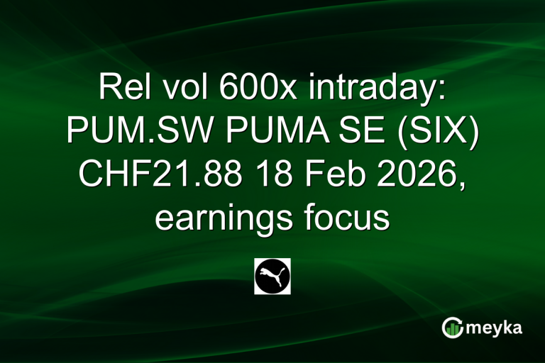 Rel vol 600x intraday: PUM.SW PUMA SE (SIX) CHF21.88 18 Feb 2026, earnings focus
