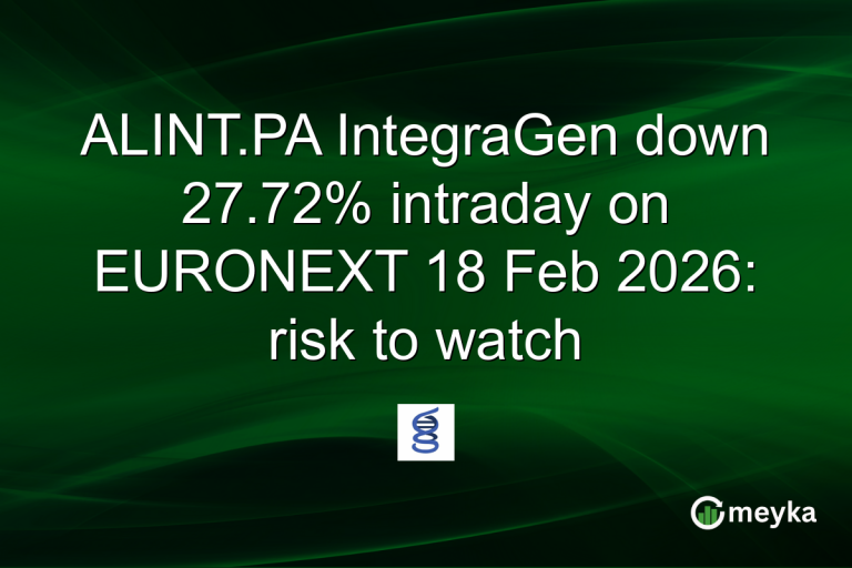 ALINT.PA IntegraGen down 27.72% intraday on EURONEXT 18 Feb 2026: risk to watch