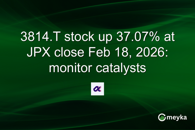 3814.T stock up 37.07% at JPX close Feb 18, 2026: monitor catalysts