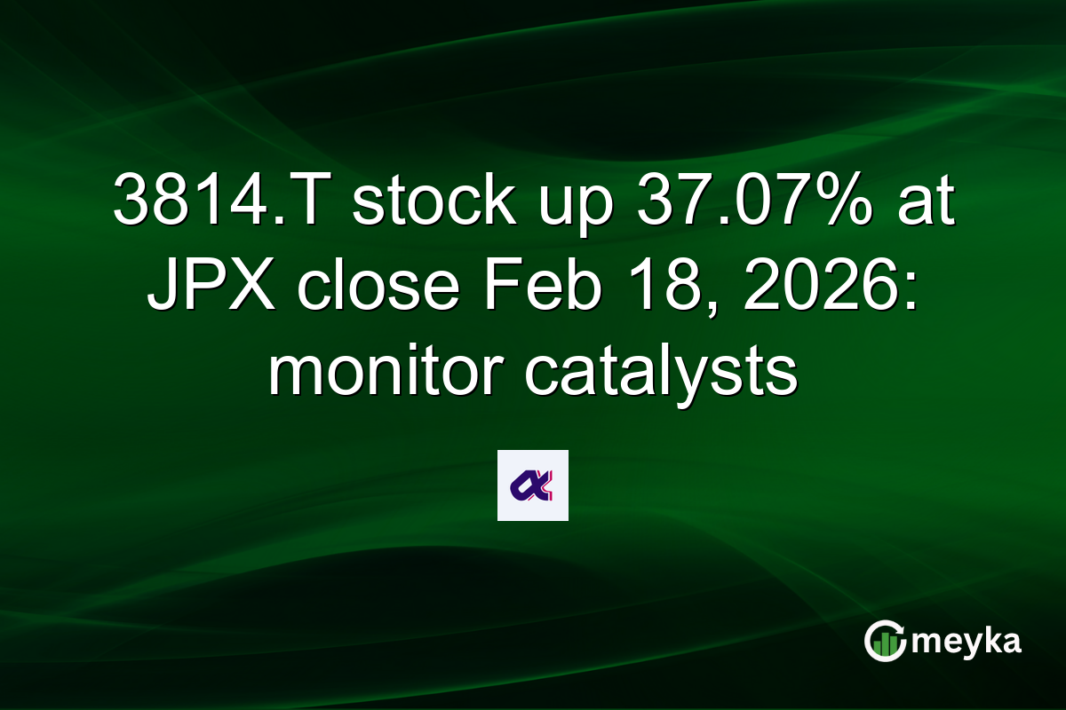 3814.T stock up 37.07% at JPX close Feb 18, 2026: monitor catalysts