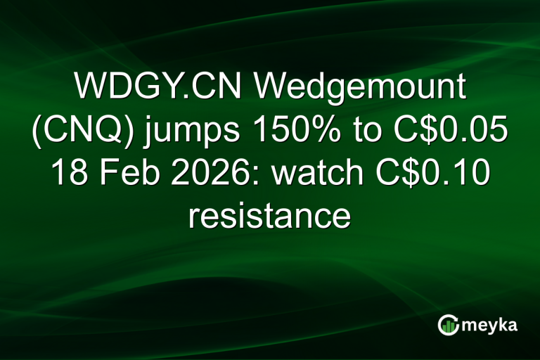 WDGY.CN Wedgemount (CNQ) jumps 150% to C$0.05 18 Feb 2026: watch C$0.10 resistance