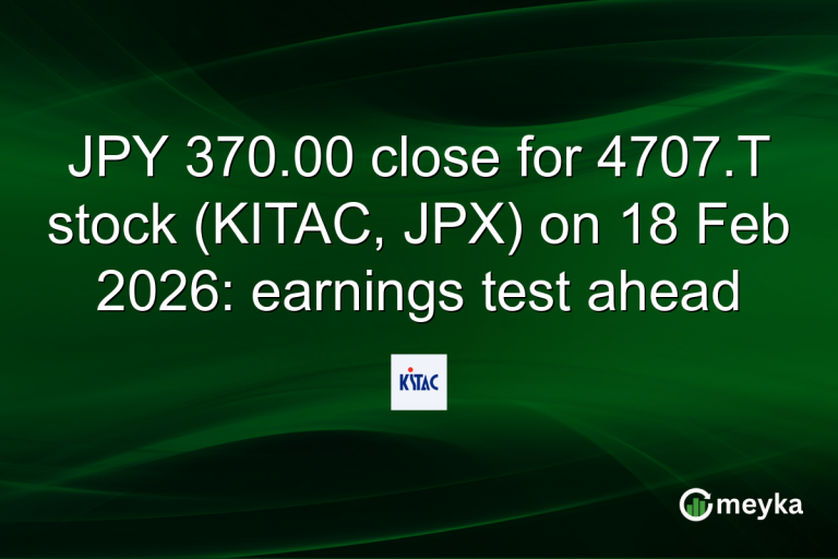 JPY 370.00 close for 4707.T stock (KITAC, JPX) on 18 Feb 2026: earnings test ahead