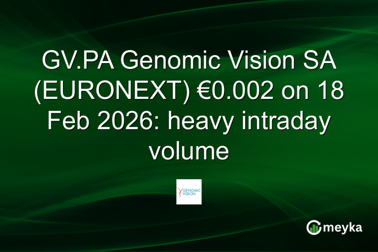 GV.PA Genomic Vision SA (EURONEXT) €0.002 on 18 Feb 2026: heavy intraday volume