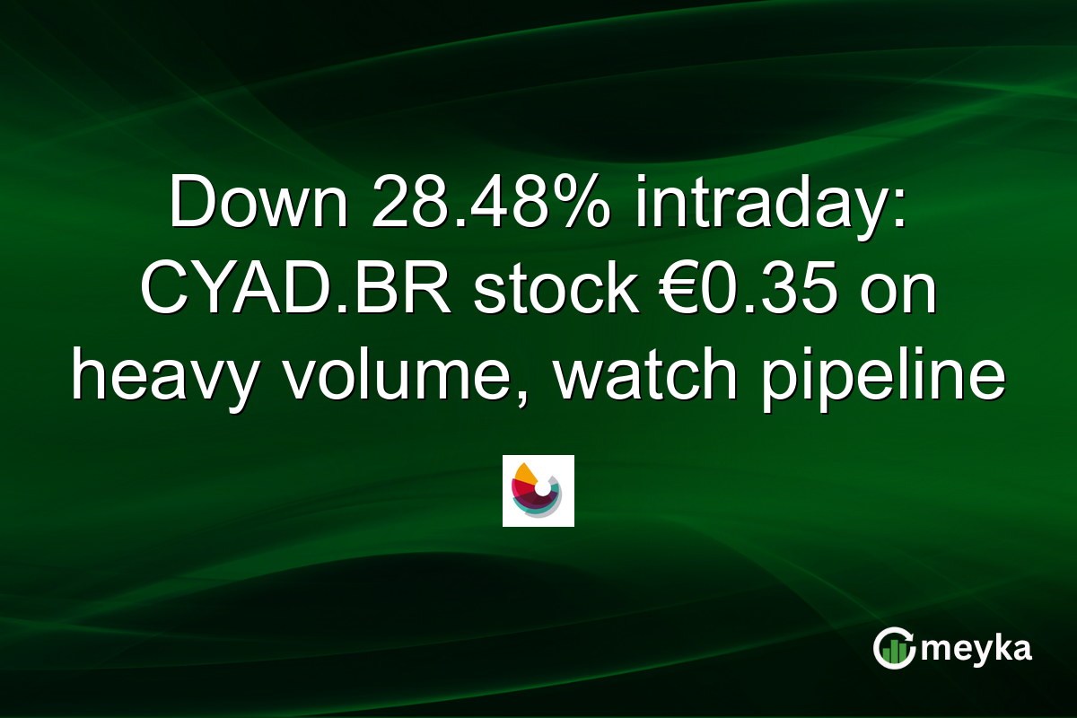 Down 28.48% intraday: CYAD.BR stock €0.35 on heavy volume, watch pipeline