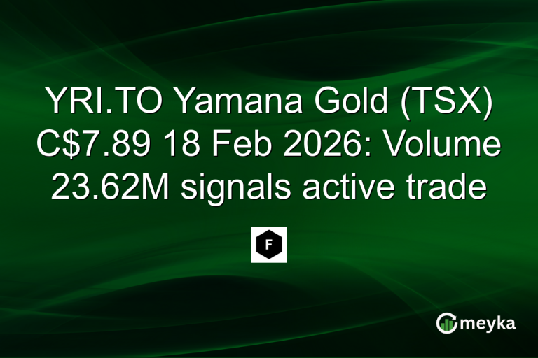 YRI.TO Yamana Gold (TSX) C$7.89 18 Feb 2026: Volume 23.62M signals active trade