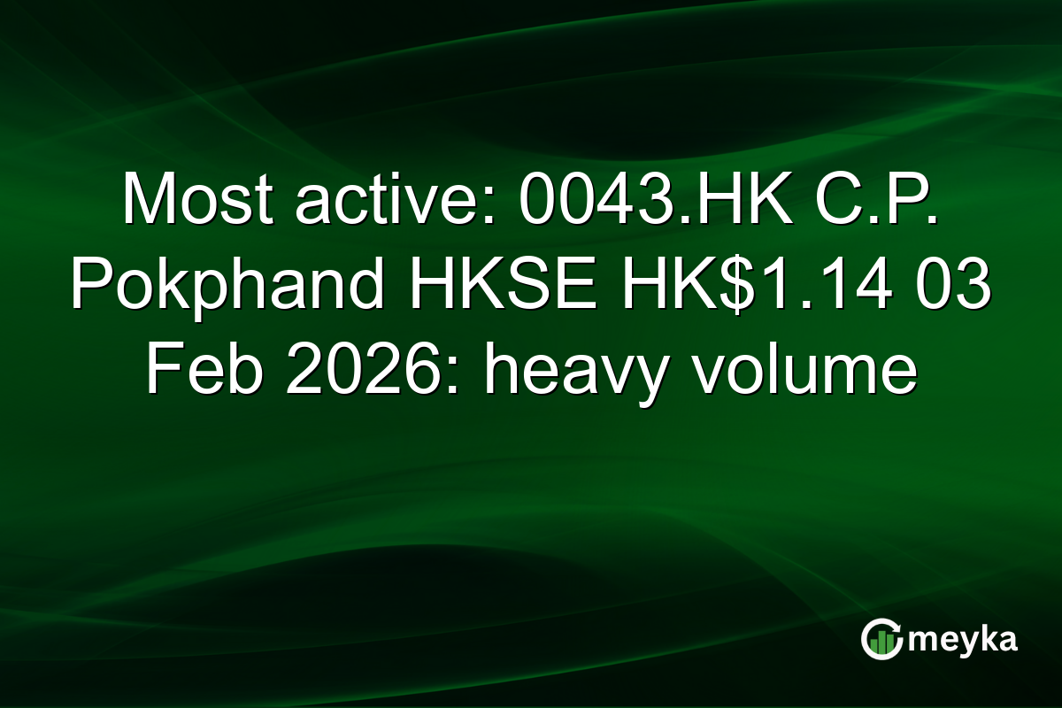 Most active: 0043.HK C.P. Pokphand HKSE HK$1.14 03 Feb 2026: heavy volume