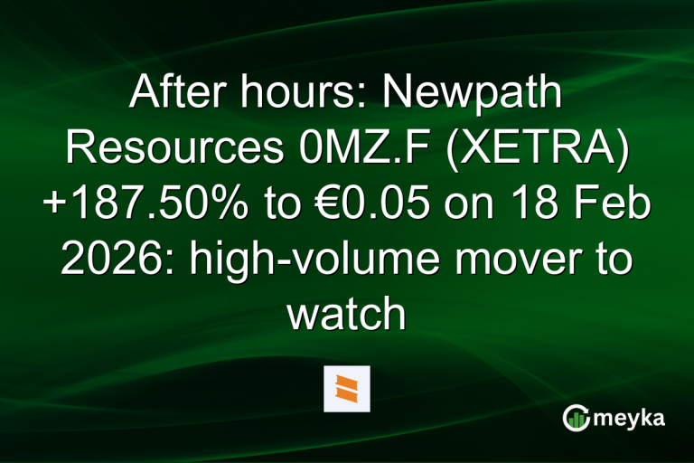 After hours: Newpath Resources 0MZ.F (XETRA) +187.50% to €0.05 on 18 Feb 2026: high-volume mover to watch