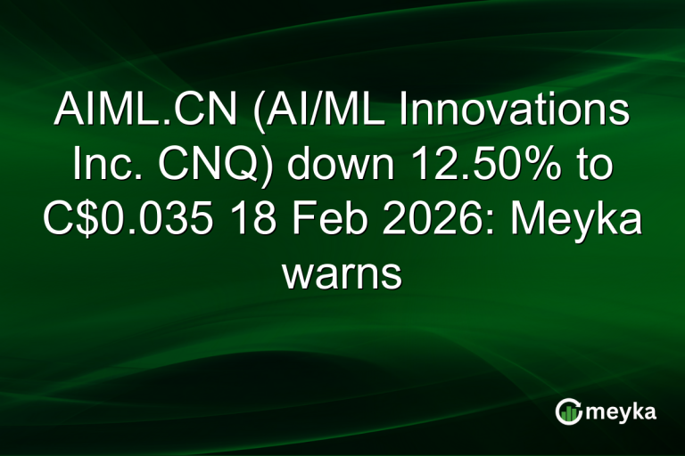 AIML.CN (AI/ML Innovations Inc. CNQ) down 12.50% to C$0.035 18 Feb 2026: Meyka warns