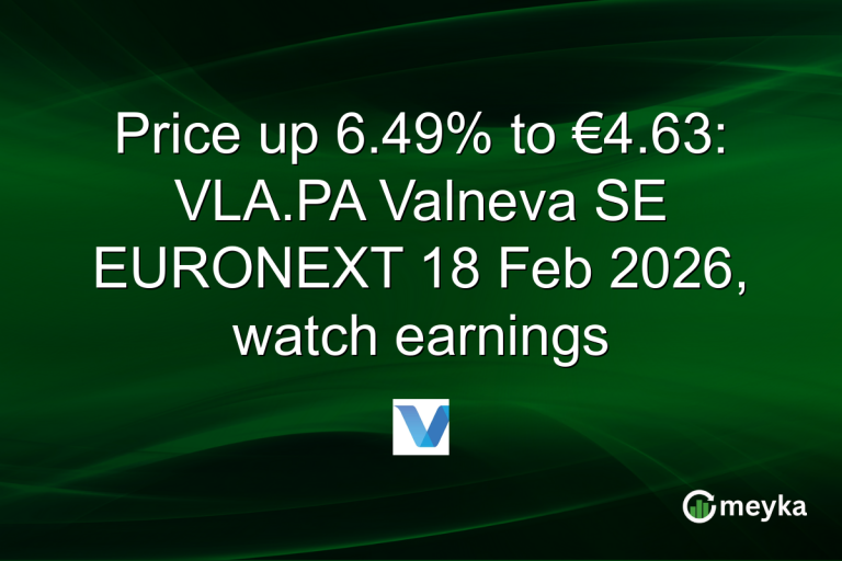 Price up 6.49% to €4.63: VLA.PA Valneva SE EURONEXT 18 Feb 2026, watch earnings
