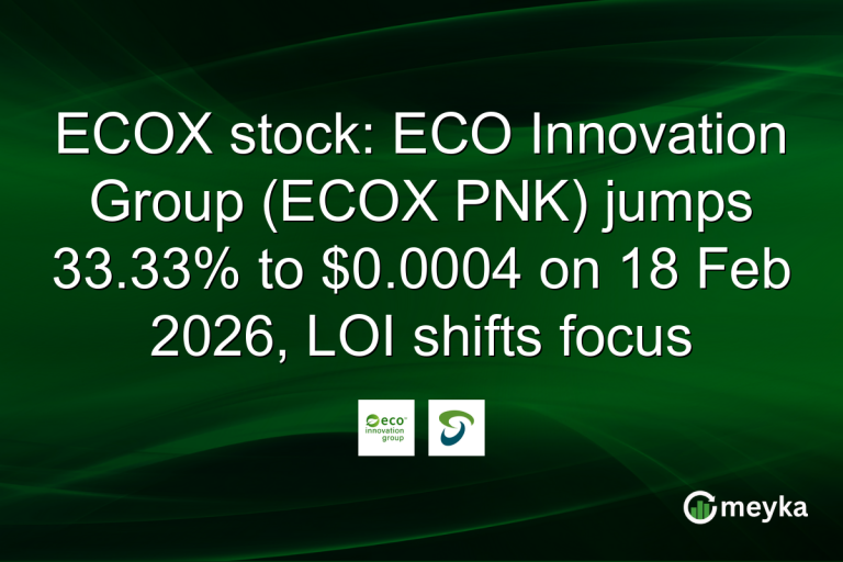 ECOX stock: ECO Innovation Group (ECOX PNK) jumps 33.33% to $0.0004 on 18 Feb 2026, LOI shifts focus