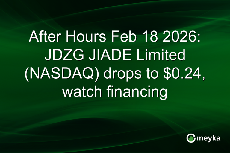 After Hours Feb 18 2026: JDZG JIADE Limited (NASDAQ) drops to $0.24, watch financing