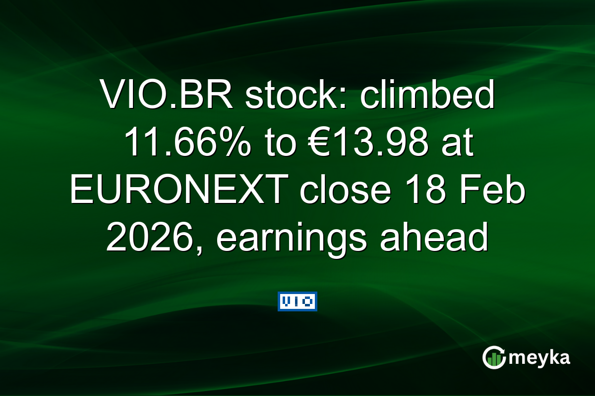 VIO.BR stock: climbed 11.66% to €13.98 at EURONEXT close 18 Feb 2026, earnings ahead