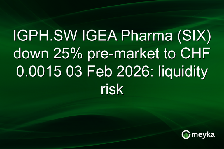 IGPH.SW IGEA Pharma (SIX) down 25% pre-market to CHF 0.0015 03 Feb 2026: liquidity risk