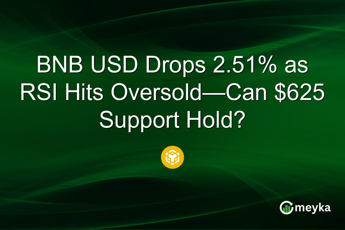 BNB USD Drops 2.51% as RSI Hits Oversold—Can $625 Support Hold?