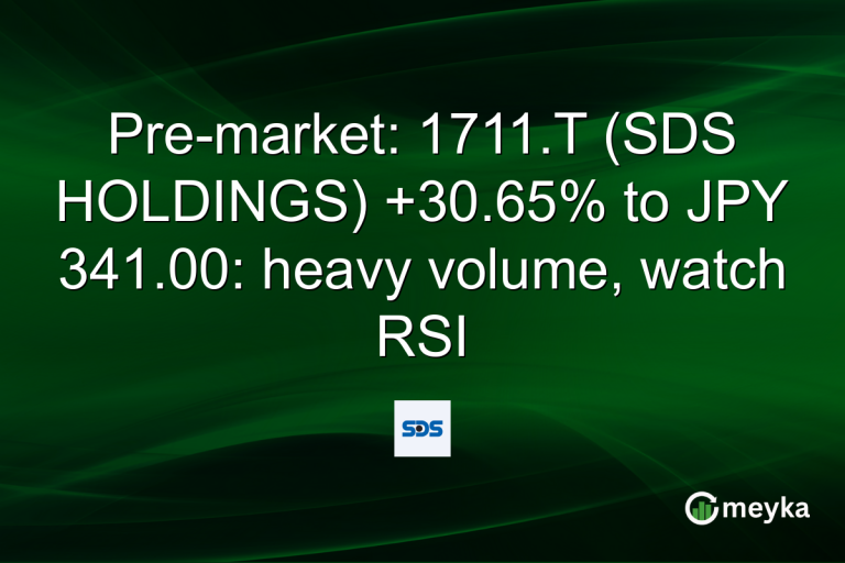 Pre-market: 1711.T (SDS HOLDINGS) +30.65% to JPY 341.00: heavy volume, watch RSI