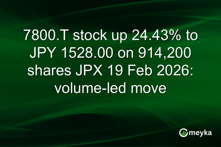 7800.T stock up 24.43% to JPY 1528.00 on 914,200 shares JPX 19 Feb 2026: volume-led move