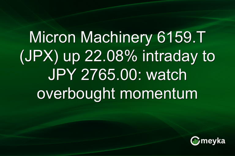 Micron Machinery 6159.T (JPX) up 22.08% intraday to JPY 2765.00: watch overbought momentum