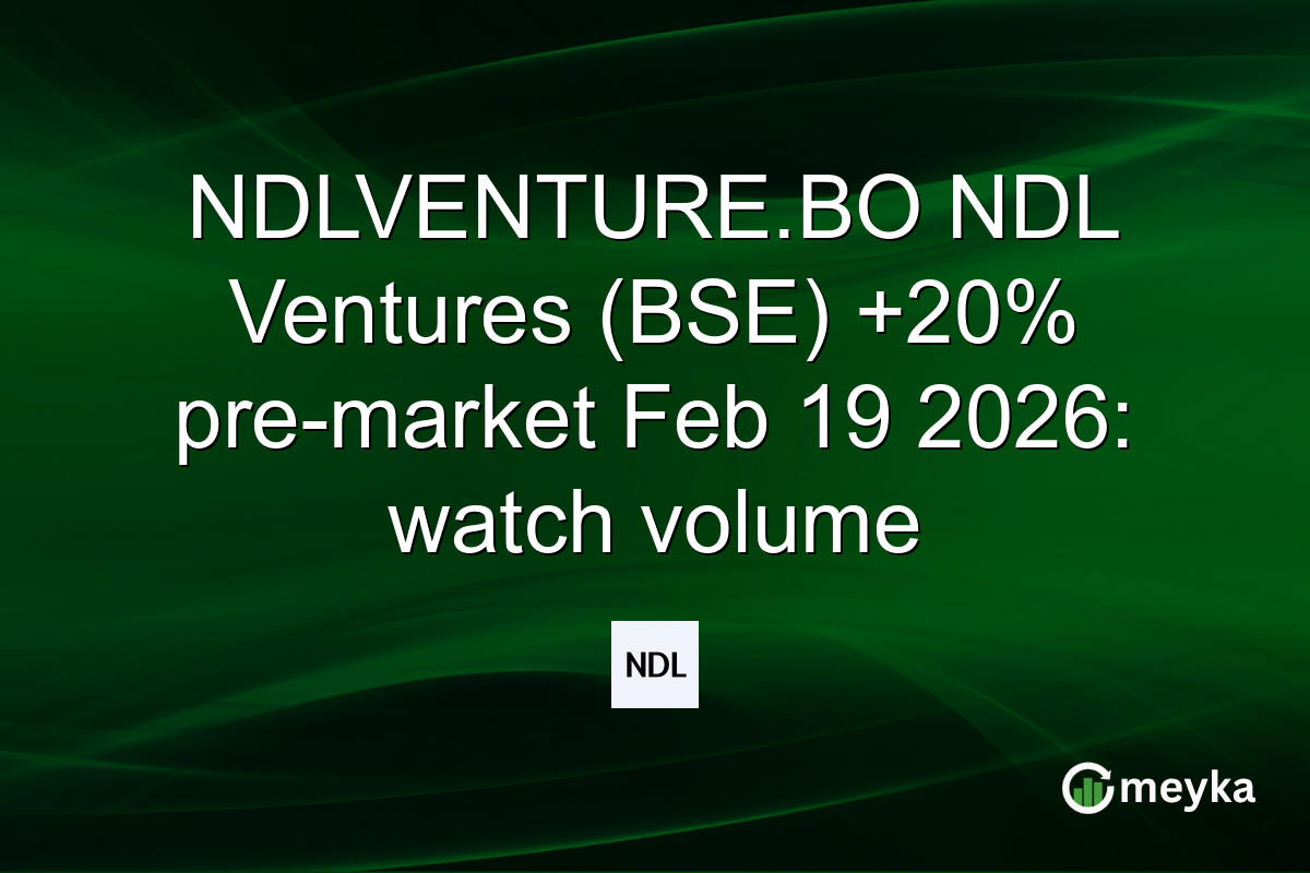 NDLVENTURE.BO NDL Ventures (BSE) +20% pre-market Feb 19 2026: watch volume