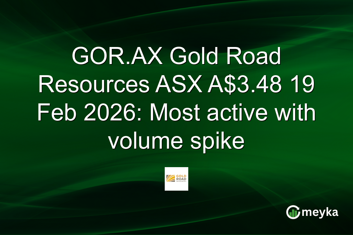 GOR.AX Gold Road Resources ASX A$3.48 19 Feb 2026: Most active with volume spike