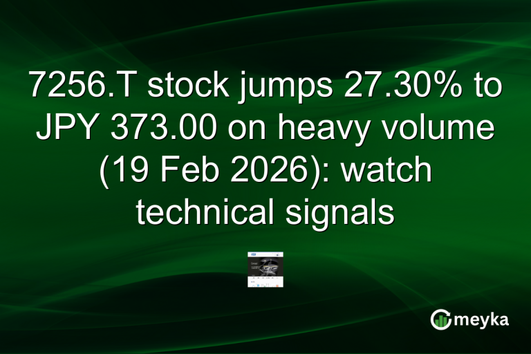 7256.T stock jumps 27.30% to JPY 373.00 on heavy volume (19 Feb 2026): watch technical signals