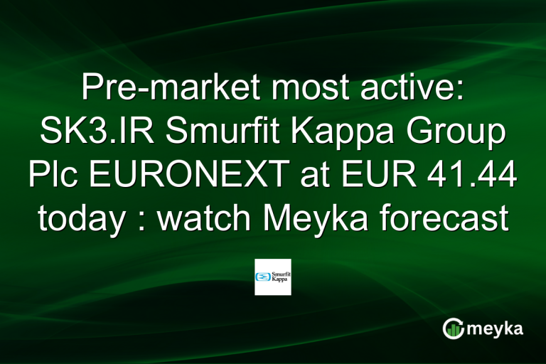 Pre-market most active: SK3.IR Smurfit Kappa Group Plc EURONEXT at EUR 41.44 today : watch Meyka forecast