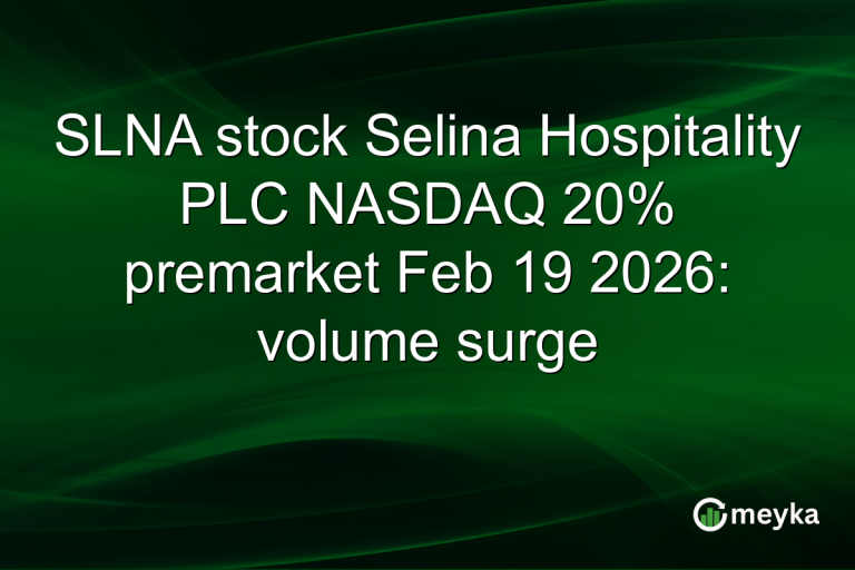 SLNA stock Selina Hospitality PLC NASDAQ 20% premarket Feb 19 2026: volume surge