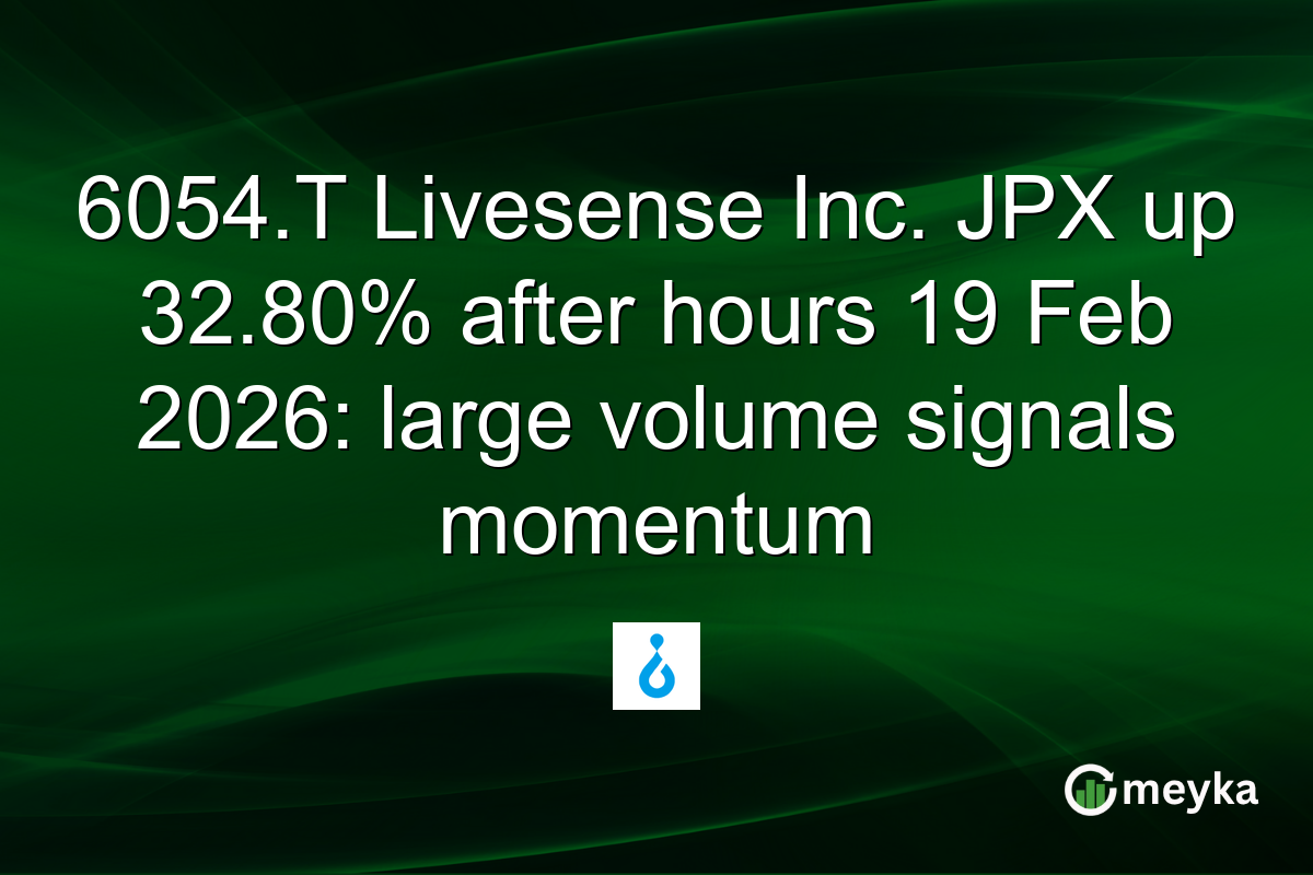 6054.T Livesense Inc. JPX up 32.80% after hours 19 Feb 2026: large volume signals momentum