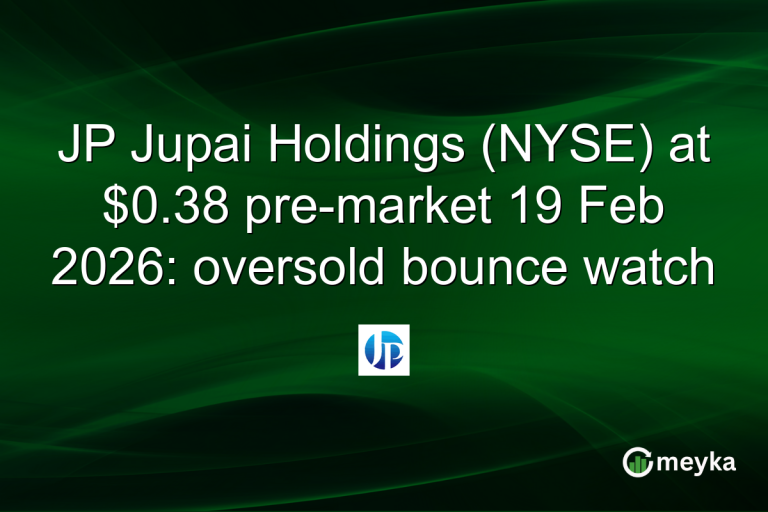 JP Jupai Holdings (NYSE) at $0.38 pre-market 19 Feb 2026: oversold bounce watch
