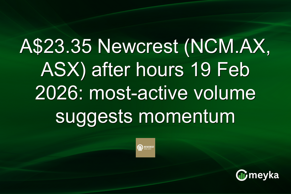 A$23.35 Newcrest (NCM.AX, ASX) after hours 19 Feb 2026: most-active volume suggests momentum
