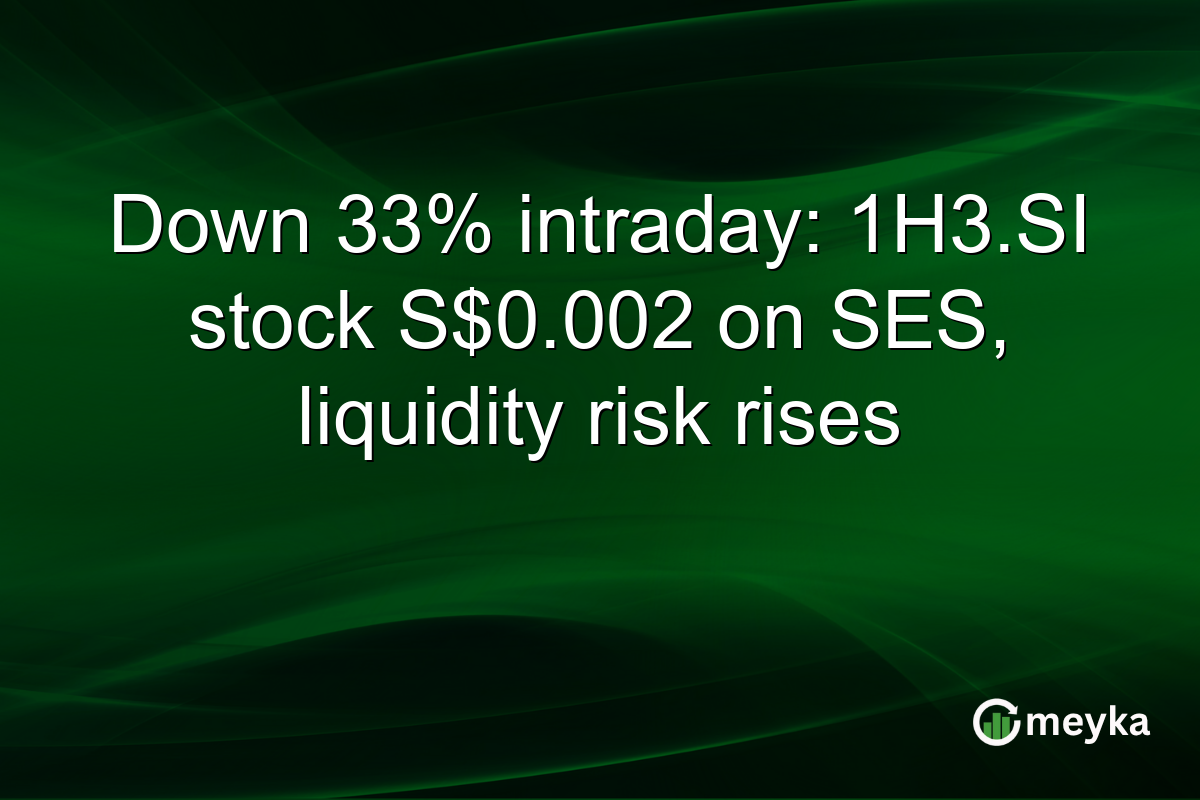 Down 33% intraday: 1H3.SI stock S$0.002 on SES, liquidity risk rises