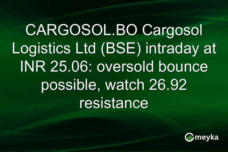 CARGOSOL.BO Cargosol Logistics Ltd (BSE) intraday at INR 25.06: oversold bounce possible, watch 26.92 resistance