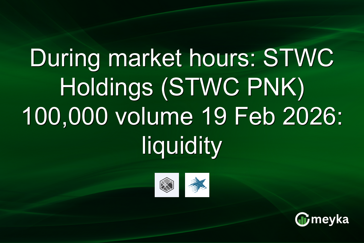 During market hours: STWC Holdings (STWC PNK) 100,000 volume 19 Feb 2026: liquidity
